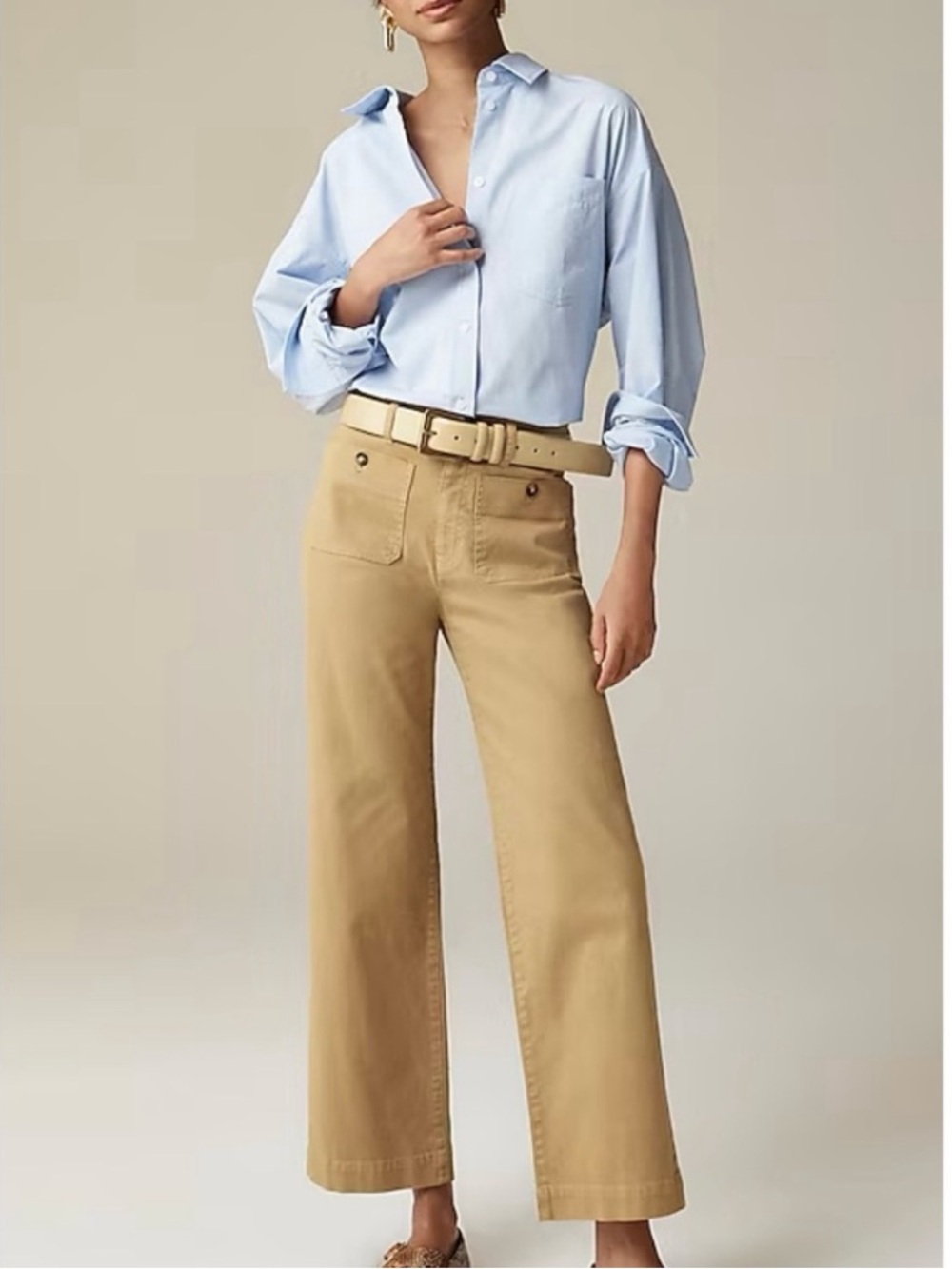 J Crew Sailor Slim Wide Leg Chino Pant Honey Brown Size 32